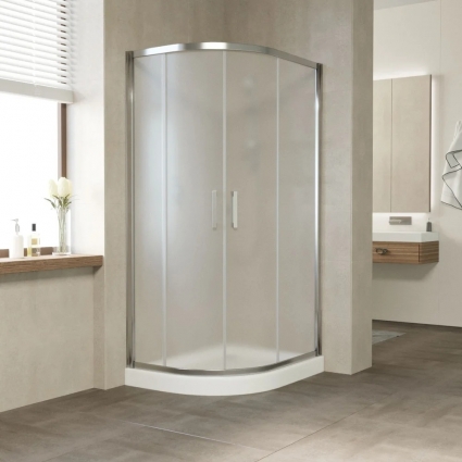 Душевой уголок Vegas Glass ZS-F Tur Novo 110*80 08 10 профиль глянцевый хром, стекло сатин, прямоугольный-асимметричный, двери раздвижные