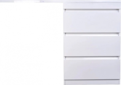 Тумба с раковиной Style Line Даллас 130 Люкс Plus напольная, белая, 3 ящика К, глянцевая, с доводчиками