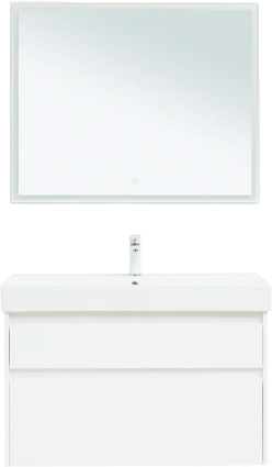 Мебель для ванной Aquanet Nova Lite 100 белая глянцевая, 2 ящика, подвесная, с доводчиками
