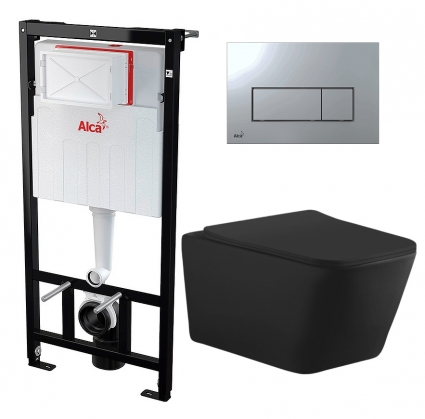 Комплект 3 в 1 инсталляция AlcaPlast + Унитаз подвесной Aquanet Tavr-W BW 287011 + кнопка хром 
