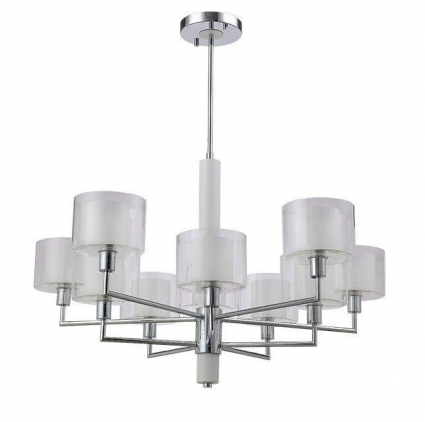 Подвесная люстра Crystal Lux Maestro SP-PL5+5 Chrome в современном стиле, цвет белый