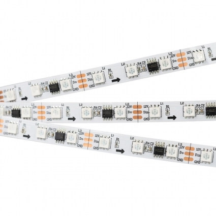 Светодиодная лента Arlight 14,4W/m 60LED/m 5060SMD разноцветный 5M SPI-B60-10mm 12V RGB-PX3 026367(2), цвет белый, мощность 72 Вт
