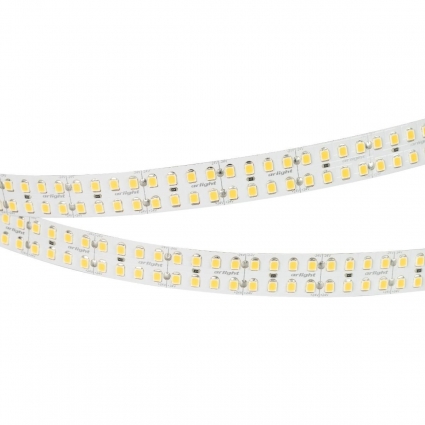 Светодиодная лента Arlight 24W/m 220LED/m 2835SMD теплый белый 5M RT-A320-15mm 24V Warm3000 CRI98 032613(2) цвет белый, мощность 120 Вт