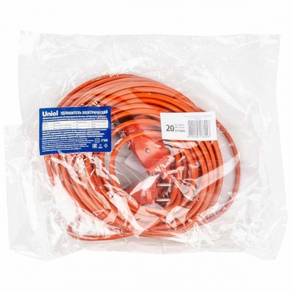 Удлинитель Uniel Ultra 1гн х 20м б/з YX10-101 /UCK-1N/2x1,00/20M/O Orange UL-00010794, цвет оранжевый, мощность 2200 Вт