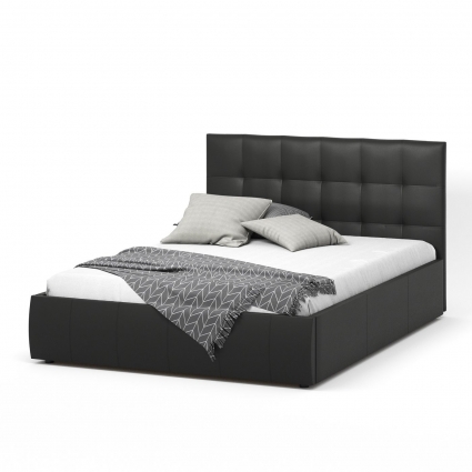 Кровать MYROOM Family Венера-2 140х190 черного цвета с подъемным механизмом (экокожа), с ящиком для хранения