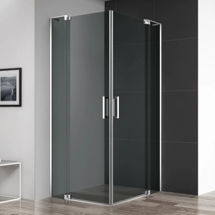 Душевой уголок Cezares Slider A 2 80/90 Grigio Cr профиль хром, стекло серое, квадратный, двери распашные