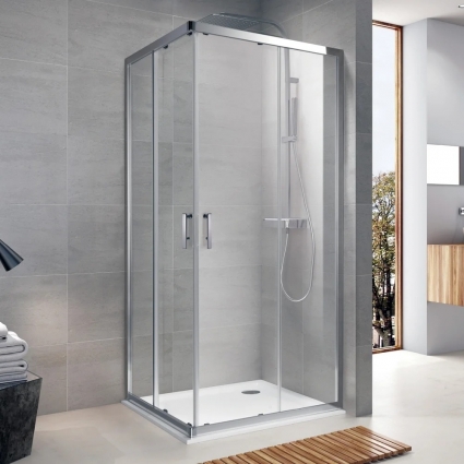 Душевой уголок Koller Pool Grace G90SC 90х90, стекло прозрачное. профиль хром, квадратный, двери раздвижные