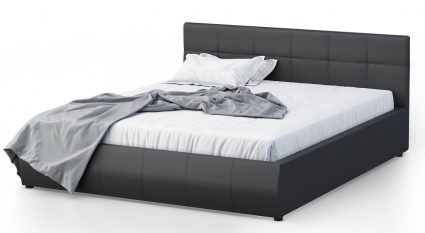 Кровать MYROOM Family Венера-1 160х200 черного цвета с подъемным механизмом (экокожа), с ящиком для хранения