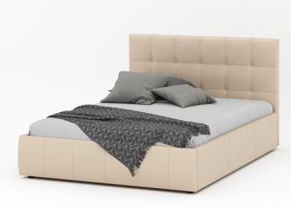 Кровать MYROOM Family Венера-2 160х190 бежевого цвета с подъемным механизмом (экокожа), с ящиком для хранения