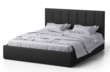 Кровать MYROOM Family Венера-3 200х200 черного цвета с подъемным механизмом (экокожа), с ящиком для хранения