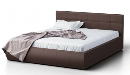 Кровать MYROOM Family Венера-1 160х190 коричневого цвета с подъемным механизмом (экокожа), с ящиком для хранения