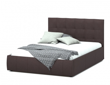 Кровать MYROOM Family Венера-2 160х200 темно-коричневого цвета с подъемным механизмом (экокожа), с ящиком для хранения