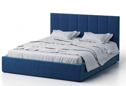 Кровать MYROOM Family Венера-3 140х190 синего цвета с подъемным механизмом (велюр), с ящиком для хранения