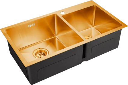 Мойка кухонная Emar PVD EMB-210 PVD Nano Golden матовая, прямоугольная, 78x43 см