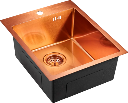 Мойка кухонная Emar PVD A EMB-128A PVD Nano Coppery глянцевая, прямоугольная, 41x51 см