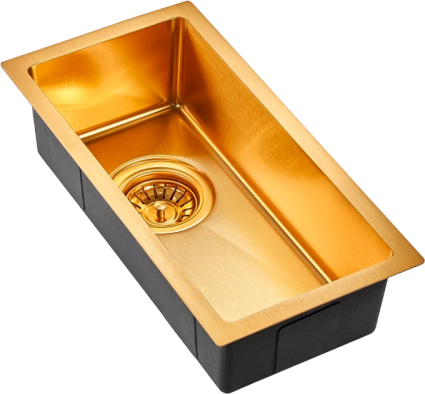 Дополнительная мойка Emar PVD A EMB-126A PVD Nano Golden глянцевая, прямоугольная, 23x45 см