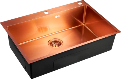 Мойка кухонная Emar PVD A EMB-125A PVD Nano Coppery глянцевая, прямоугольная, 74x50 см