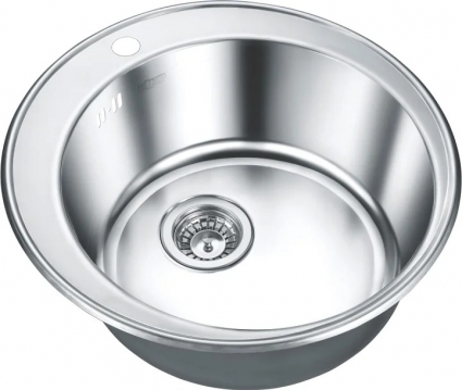 Мойка кухонная Emar Steel 510С глянцевая, круглая, 51x51 см