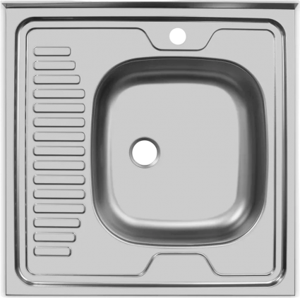 Мойка кухонная Ukinox Eco ECO 600.600 R матовая, квадратная, с крылом, 60x60 см