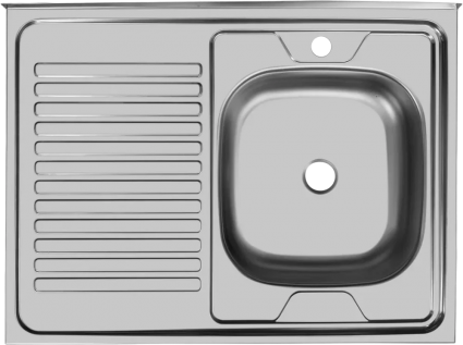 Мойка кухонная Ukinox Eco ECO 800.600 R матовая, прямоугольная, с крылом, 80x60 см