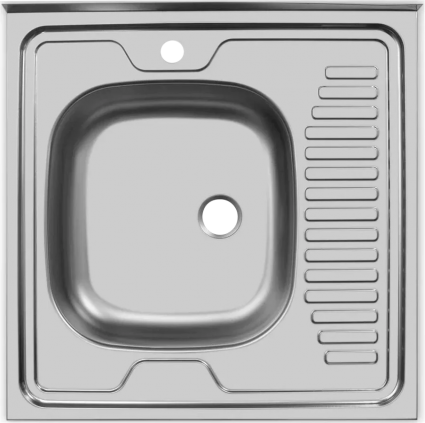Мойка кухонная Ukinox Eco ECO 600.600 L матовая, квадратная, с крылом, 60x60 см