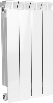 Радиатор биметаллический Stout Style SRB-0110-050004 4 секции, боковое подключение, на площадь 7 кв.м., белый, 32x8x4 см