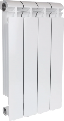 Радиатор алюминиевый Stout Alpha 500 SRA-2310-050004 4 секции, боковое подключение, на площадь 7 кв.м., белый, 33.6x8x4 см