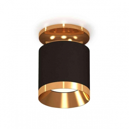 Комплект накладного светильника Ambrella light Techno Spot XS7402101 SBK/PYG черный песок/золото желтое полированное (N7929, C7402, N7034), в стиле Хай-тек, цвет черный