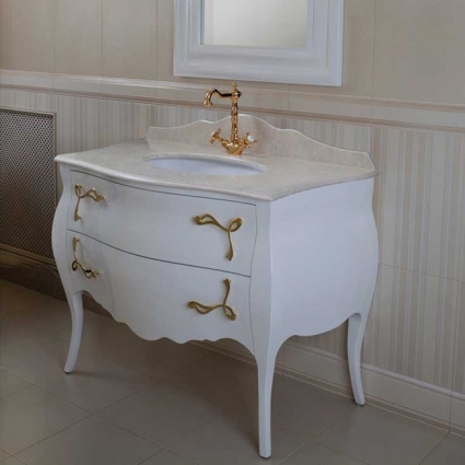 Тумба для комплекта La Beaute Classic Holly белый глянец, фурнитура золото, напольная, с ящиками