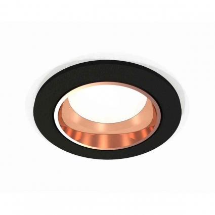 Комплект встраиваемого светильника Ambrella light Techno Spot XC6513005 SBK/PPG черный песок/золото розовое полированное (C6513, N6114), в стиле Хай-тек, цвет черный