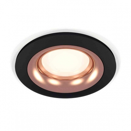 Комплект встраиваемого светильника Ambrella light Techno Spot XC7622006 SBK/PPG черный песок/золото розовое полированное (C7622, N7015), в стиле Хай-тек, цвет черный