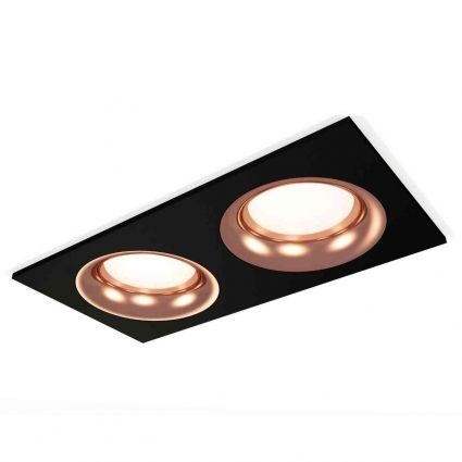 Комплект встраиваемого светильника Ambrella light Techno Spot XC7636006 SBK/PPG черный песок/золото розовое полированное (C7636, N7015), в стиле Хай-тек, цвет черный