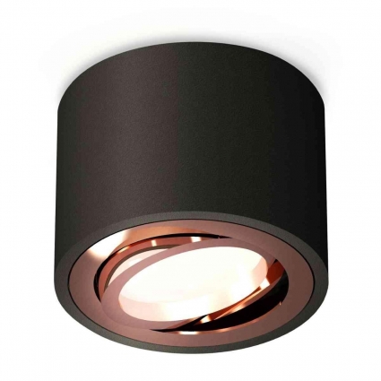 Комплект накладного светильника Ambrella light Techno Spot XS7511005 SBK/PPG черный песок/золото розовое полированное (C7511, N7005), в стиле Хай-тек, цвет черный