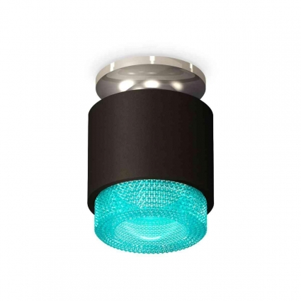 Комплект накладного светильника Ambrella light Techno Spot XS7511082 SBK/PSL/BL черный песок/серебро полированное/голубой (N7927, C7511, N7194), в стиле Хай-тек, цвет черный