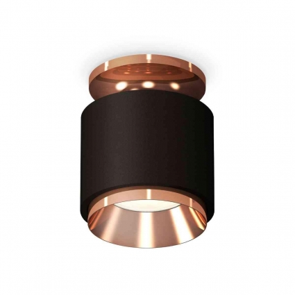 Комплект накладного светильника Ambrella light Techno Spot XS7511140 SBK/PPG черный песок/золото розовое полированное (N7930, C7511, N7035), в стиле Хай-тек, цвет черный