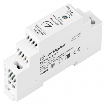 Блок питания Arlight ARV-DR15-12 12V 15W IP20 1,25A 034670, цвет белый
