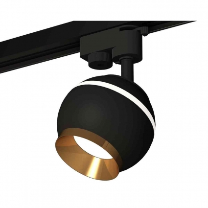 Комплект трекового светильника Ambrella light Track System XT1102005 SBK/PYG черный песок/золото желтое полированное (A2521, C1102, N7034), в стиле Хай-тек, цвет черный