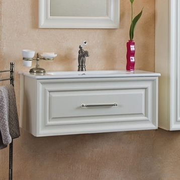 Тумба для комплекта La Beaute Classic Cornelia 85 слоновая кость матовый, фурнитура серебро, подвесная, с ящиками