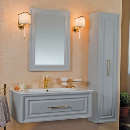 Мебель для ванной La Beaute Classic Cornelia 100 серый шелк матовый, фурнитура золото, подвесная, с ящиками