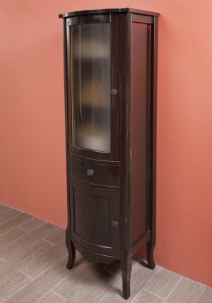 Шкаф-пенал La Beaute Classic Joanna темное дерево глянец, матовое стекло, серебро L, напольный, левый