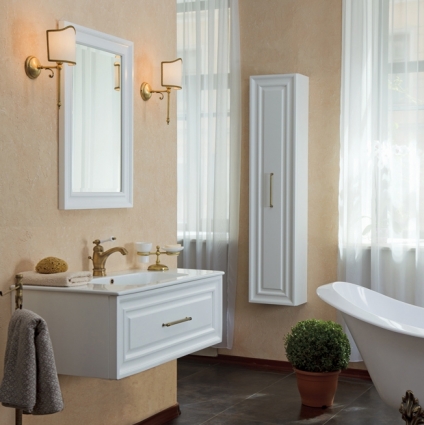 Мебель для ванной La Beaute Classic Cornelia 100 белый матовый, фурнитура бронза, подвесная, с ящиками
