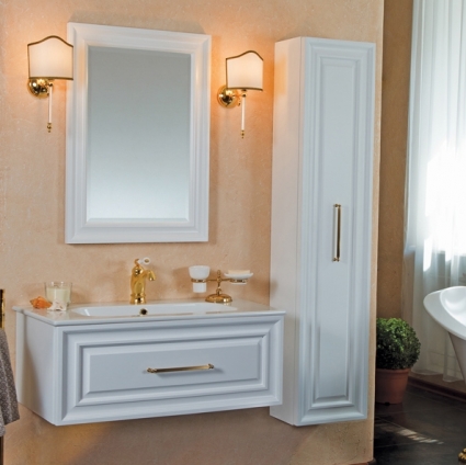 Мебель для ванной La Beaute Classic Cornelia 100 белый матовый, фурнитура золото, подвесная, с ящиками
