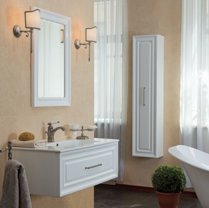 Мебель для ванной La Beaute Classic Cornelia 100 белый матовый, фурнитура серебро, подвесная, с ящиками
