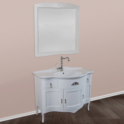 Мебель для ванной La Beaute Classic Nora белый глянец, фурнитура серебро, напольная, с доводчиками
