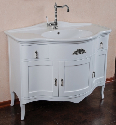 Тумба для комплекта La Beaute Classic Nora белый глянец, фурнитура серебро, напольная, с доводчиками