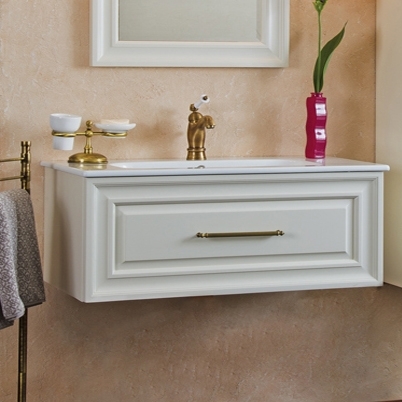 Тумба для комплекта La Beaute Classic Cornelia 100 слоновая кость матовый, фурнитура бронза, подвесная, с ящиками