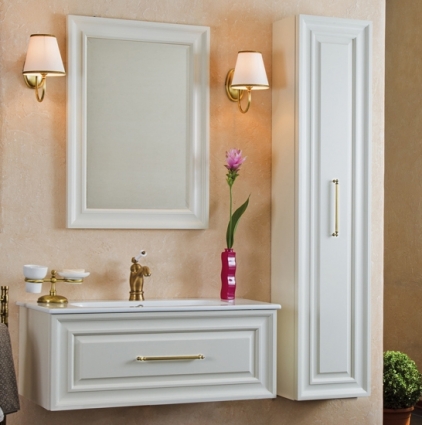 Мебель для ванной La Beaute Classic Cornelia 100 слоновая кость матовый, фурнитура золото, подвесная, с ящиками