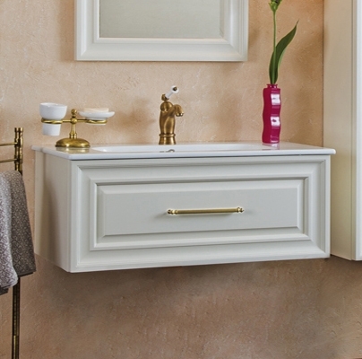Тумба для комплекта La Beaute Classic Cornelia 100 слоновая кость матовый, фурнитура золото, подвесная, с ящиками
