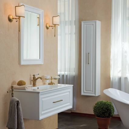 Мебель для ванной La Beaute Classic Cornelia 85 белый матовый, фурнитура бронза, подвесная, с ящиками