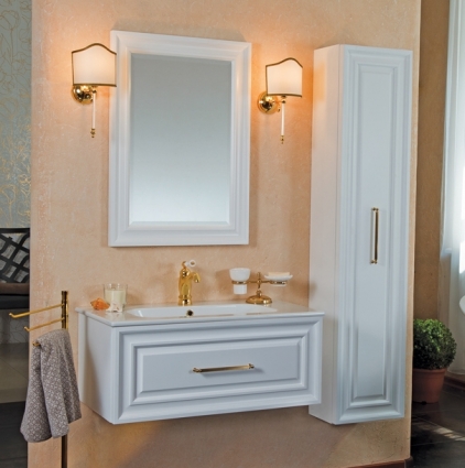 Мебель для ванной La Beaute Classic Cornelia 85 белый матовый, фурнитура золото, подвесная, с ящиками